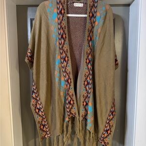 Altar'd State Tan and Blue Shawl